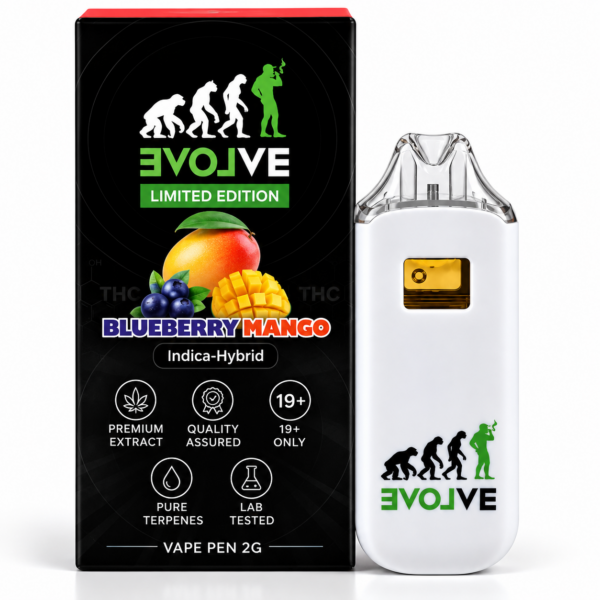 EVOLVE Blueberry Mango Disposable Vape Pen 2G new-design packaging