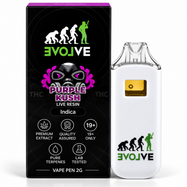 EVOLVE Purple Kush Disposable Vape Pen 2G new-design packaging
