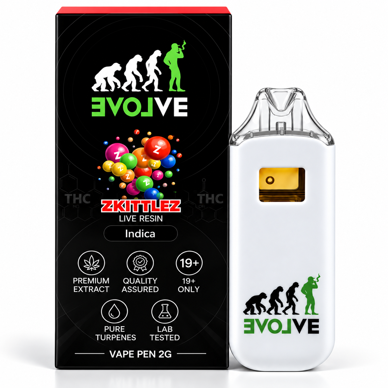 EVOLVE Zkittlez Disposable Vape Pen 2G new-design packaging