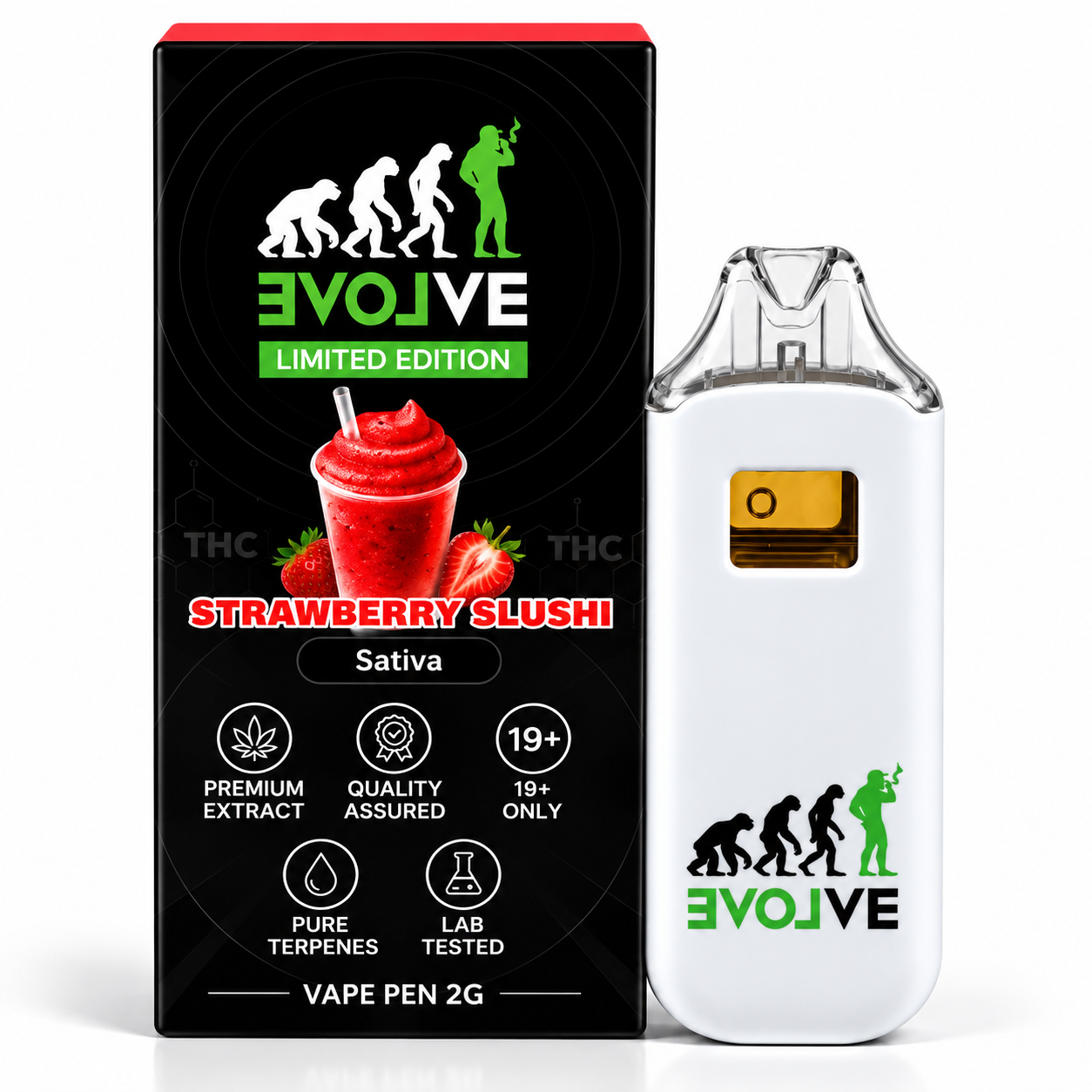 EVOLVE Strawberry Slushi Disposable Vape Pen 2G new-design packaging